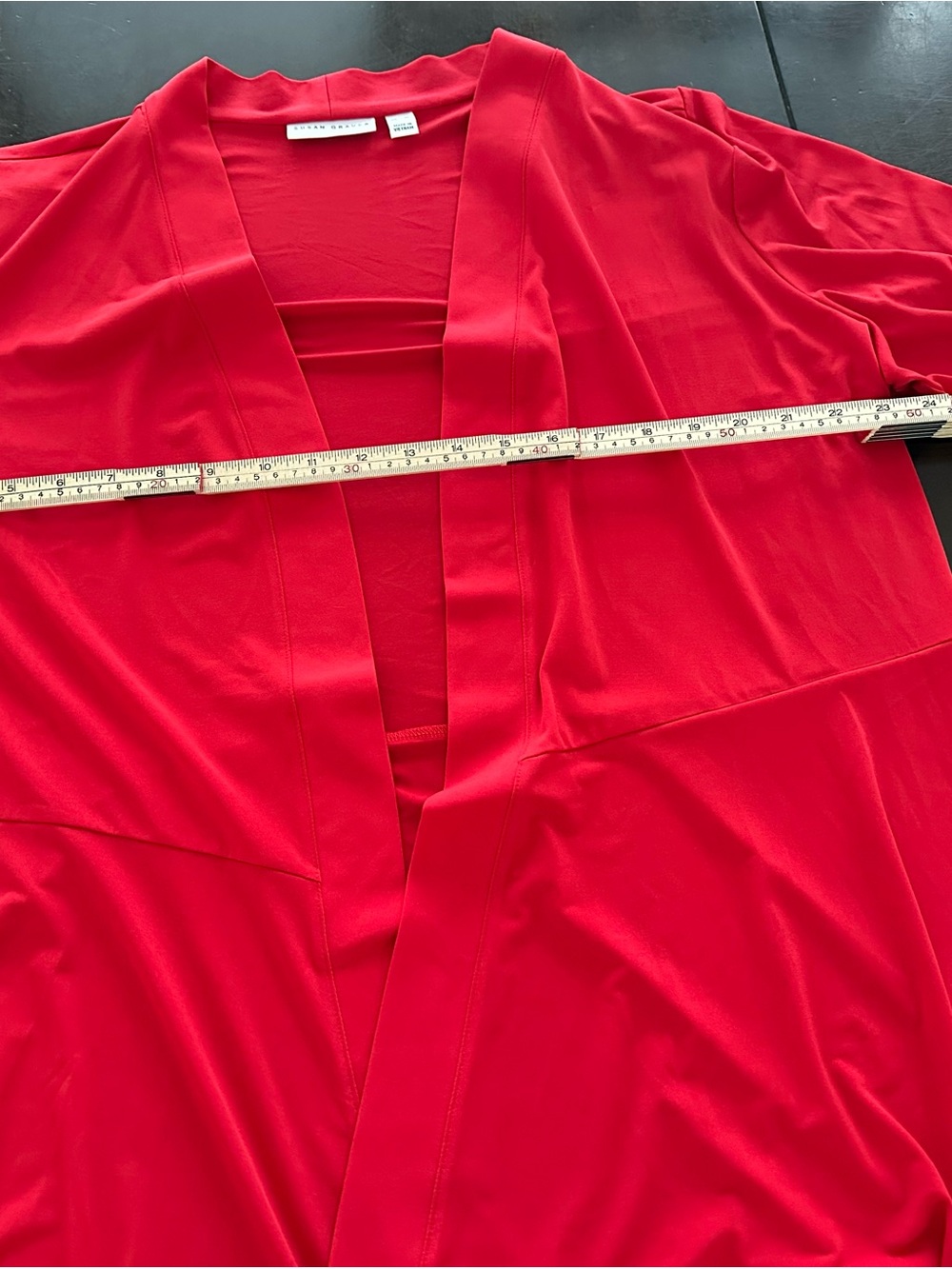Susan Graver Liquid Knit Red Draped Cardigan XL office mature stretch comfort - Picture 6 of 7
